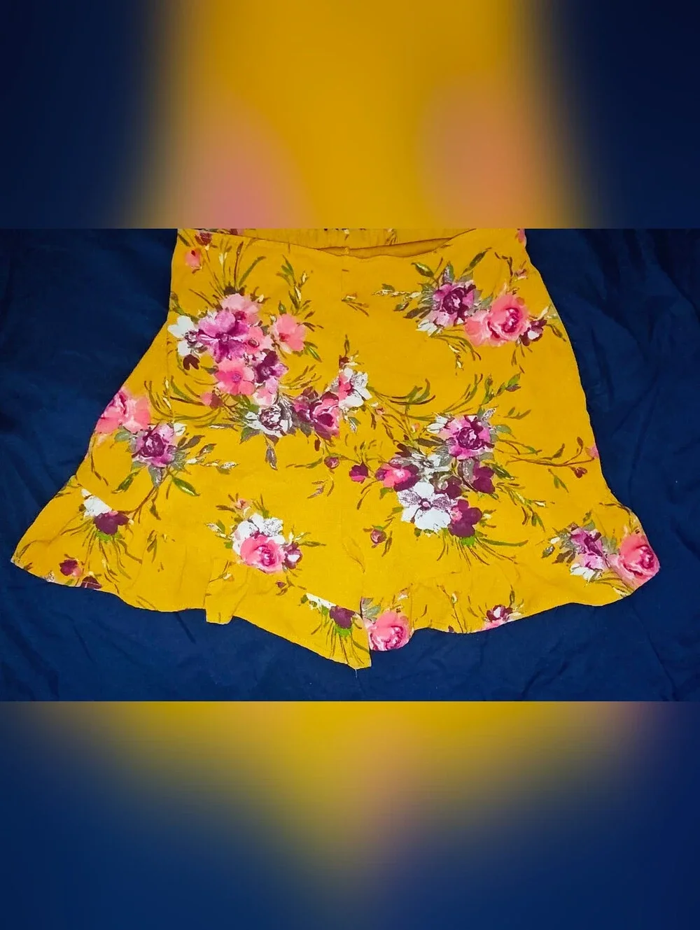 Lilt Girls Yellow Floral 2pc Set Sleeveless Top With Lace Back & Shorts